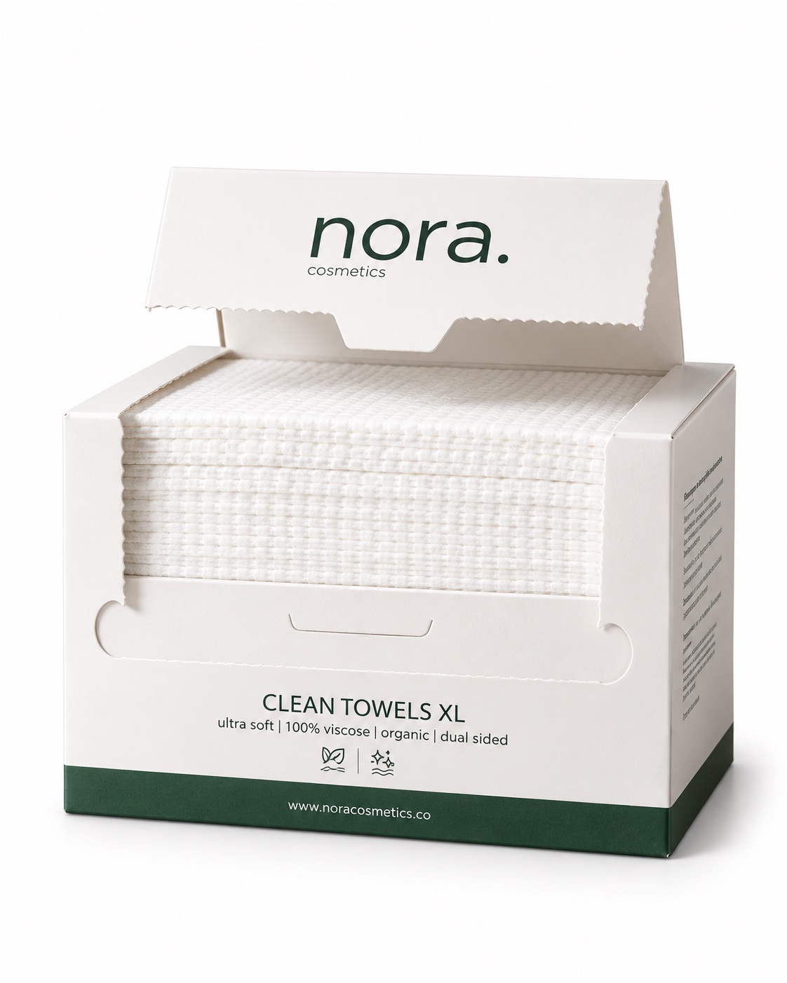 Одноразовые полотенца для лица Clean Towels — фото товара Nora на белом фоне